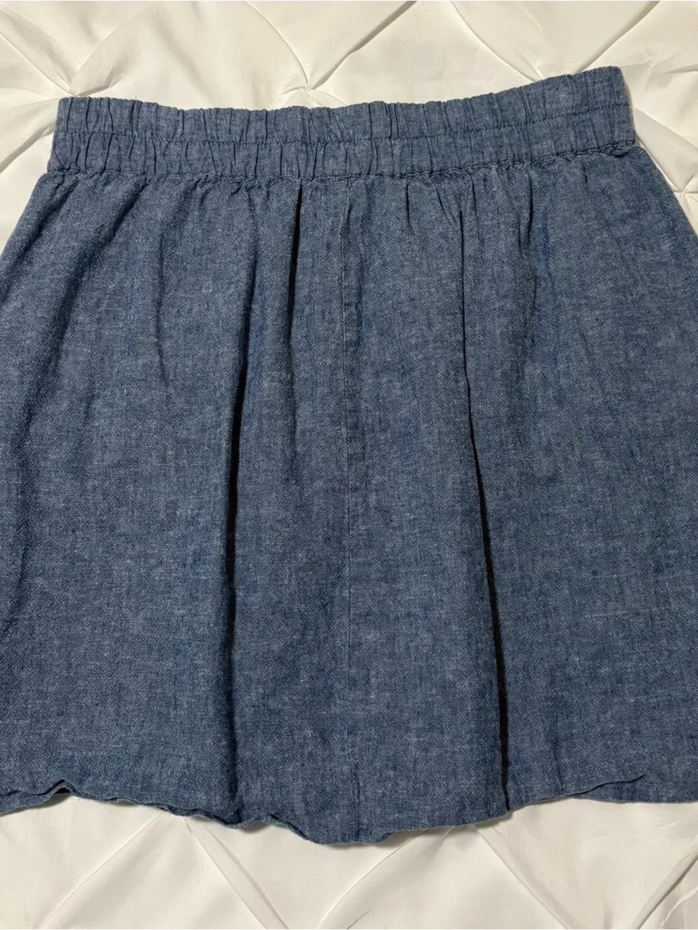 LOFT Outlet Blue Chambray Denim Pleated Pull-On Skirt, Women’s Size S